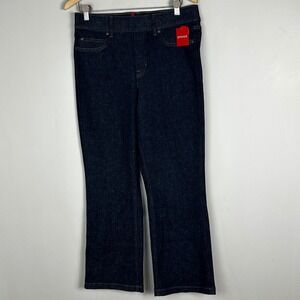 Spanx Kick Flare Dark Blue Jeans Size Large High Rise Pull On 20699R Denim NEW